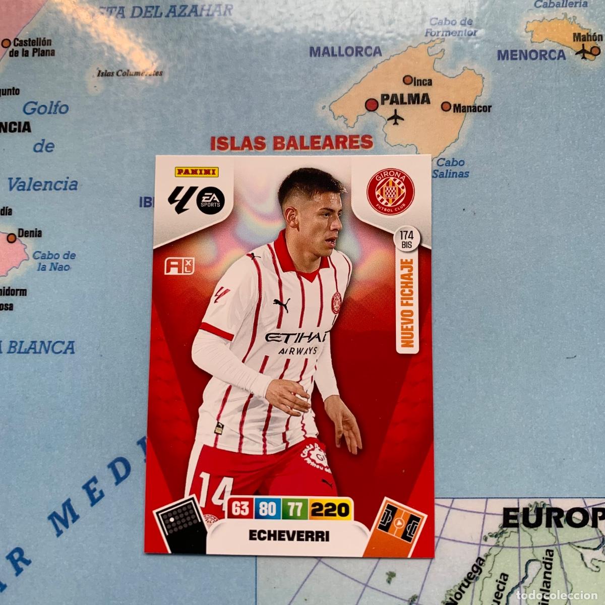 Football Stickers: Echeverri nuevo fichaje n&uacute;mero 174 Bis del Girona cromo adrenalyn XL 25-26 2025-2026