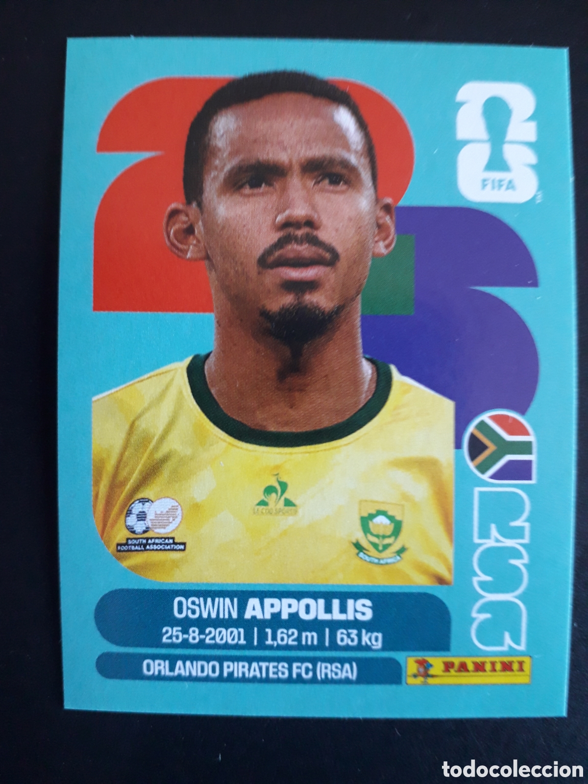 Cromos de F&uacute;tbol: APPOLLIS SUD&Aacute;FRICA RSA 20 MUNDIAL F&Uacute;TBOL 2026 FIFA WORLD CUP PANINI SIN PEGAR PEDIDO M&Iacute;NIMO 3&euro;
