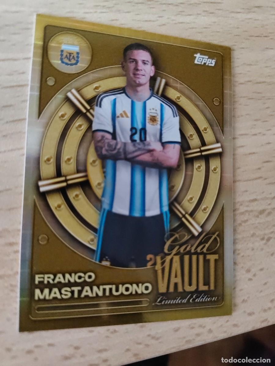 Cromos de F&uacute;tbol: GV-3 COLLECTOR TIN ARGENTINA 25 26 FRANCO MASTANTUONO GOLD VAULT LIMITED EDITION TOPPS 2025 2026