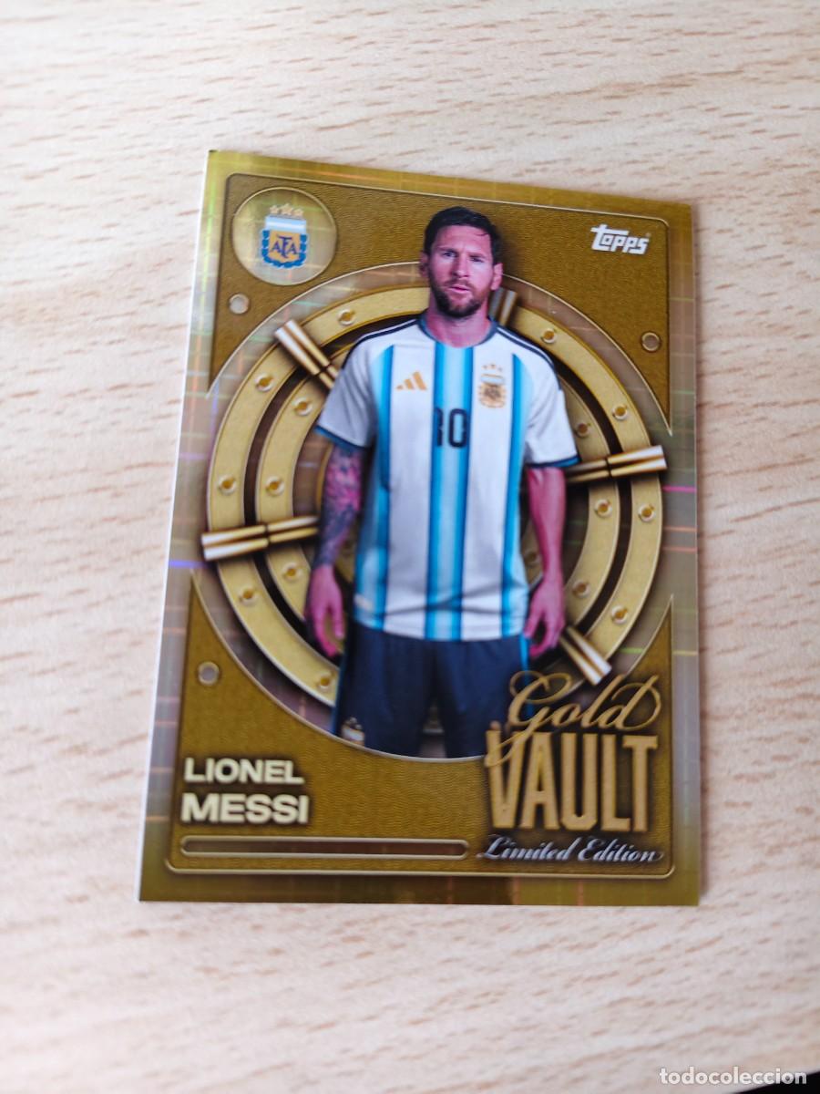 Cromos de F&uacute;tbol: GV-9 COLLECTOR TIN ARGENTINA 25 26 LIONEL MESSI GOLD VAULT LIMITED EDITION TOPPS 2025 2026