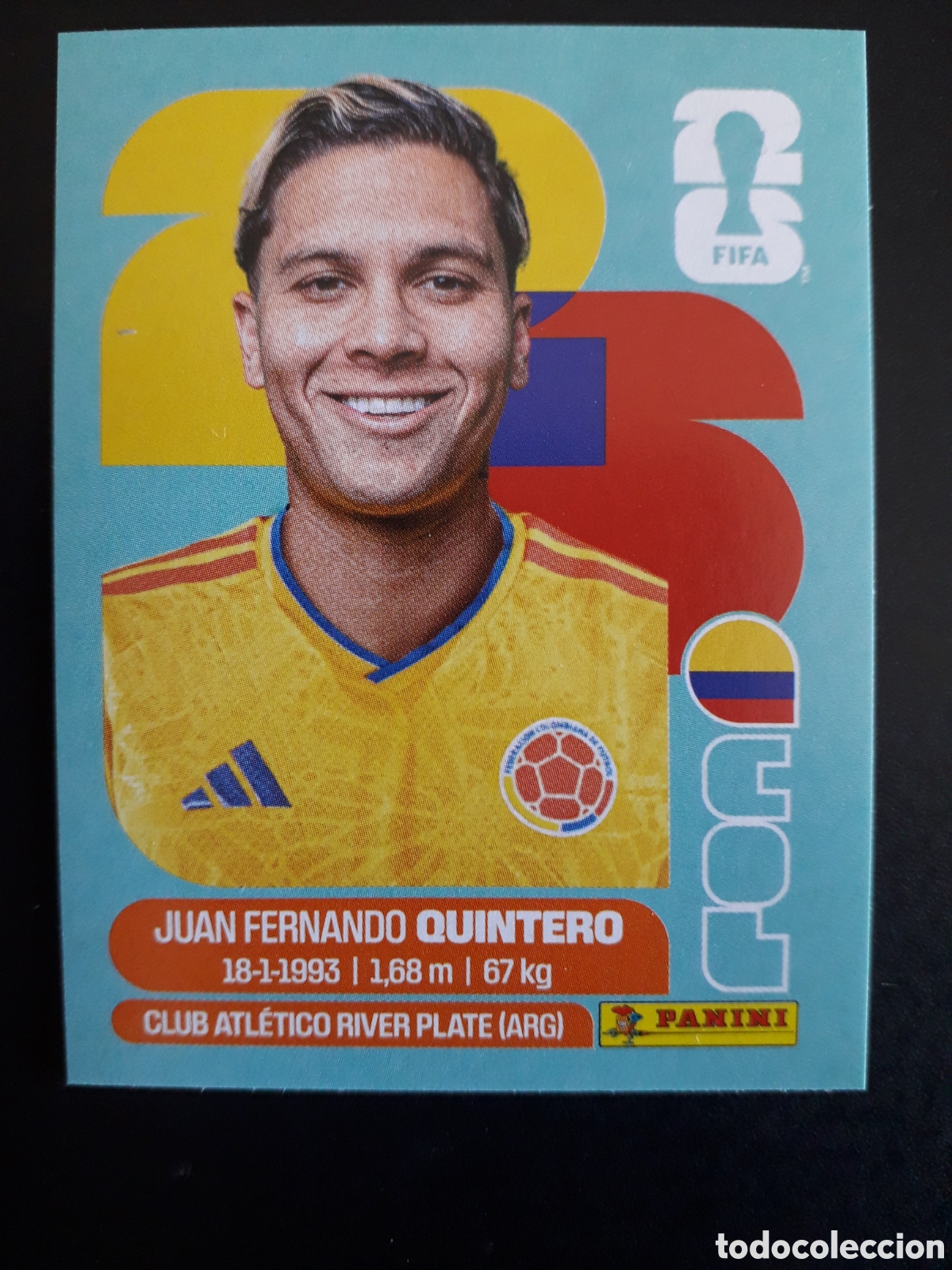 Cromos de F&uacute;tbol: QUINTERO COLOMBIA COL 15 MUNDIAL F&Uacute;TBOL 2026 FIFA WORLD CUP PANINI SIN PEGAR PEDIDO M&Iacute;NIMO 3&euro;