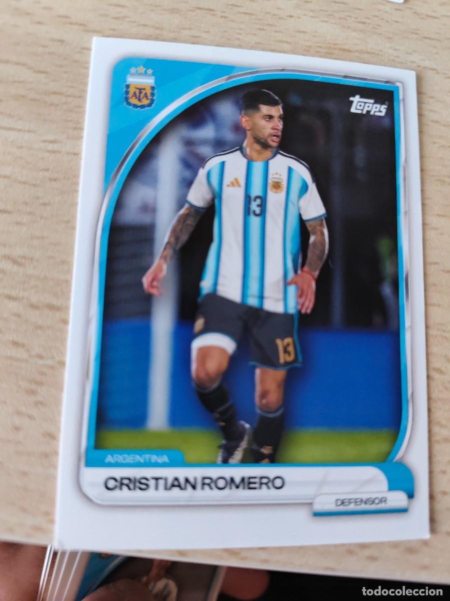 Football Stickers: 2 COLLECTOR TIN ARGENTINA 25 26 CRISTIAN ROMERO FIRST TEAM TOCADA ESQUINA TOPPS 2025 2026