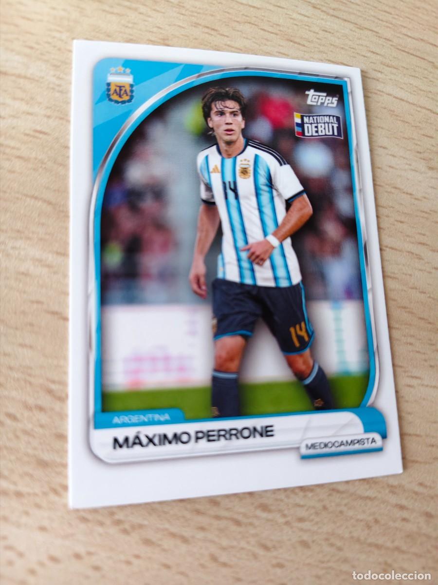 Football Stickers: 7 COLLECTOR TIN ARGENTINA 25 26 M&Aacute;XIMO PERRONE FIRST TEAM TOCADA ESQUINA TOPPS 2025 2026