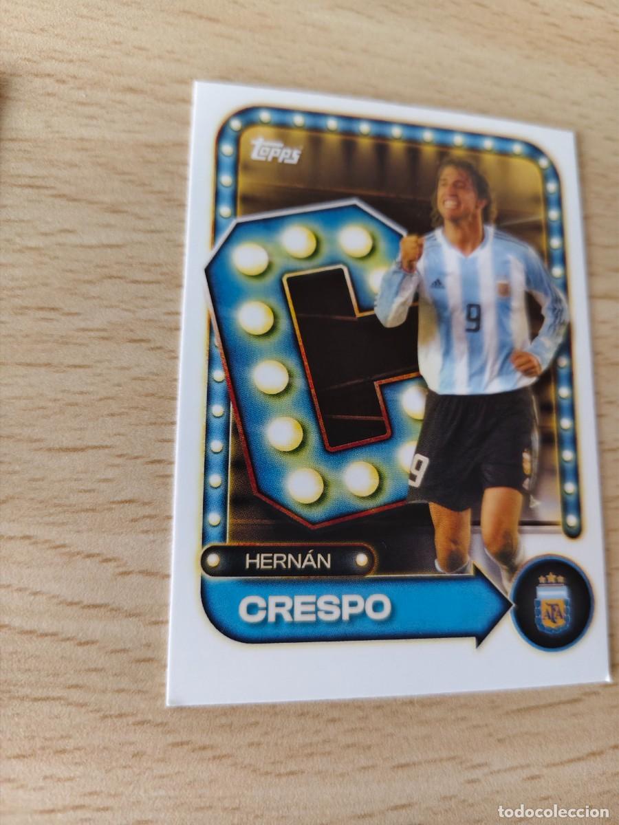Cromos de F&uacute;tbol: 23 COLLECTOR TIN ARGENTINA 25 26 HERN&Aacute;N CRESPO NAME IN LIGHTS TOCADA ESQUINA TOPPS 2025 2026