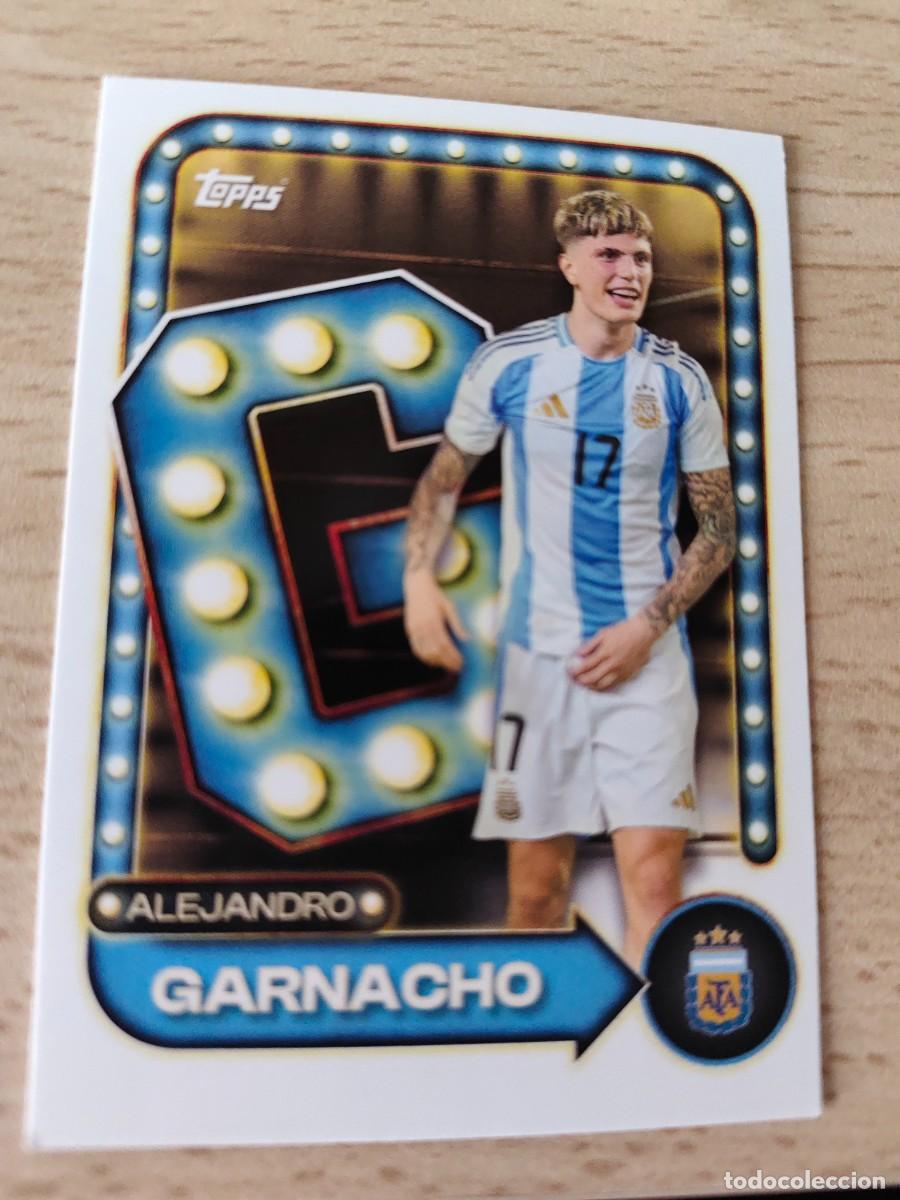 Cromos de F&uacute;tbol: 28 COLLECTOR TIN ARGENTINA 25 26 ALEJANDRO GARNACHO NAME IN LIGHTS TOCADA ESQUINA TOPPS 2025 2026