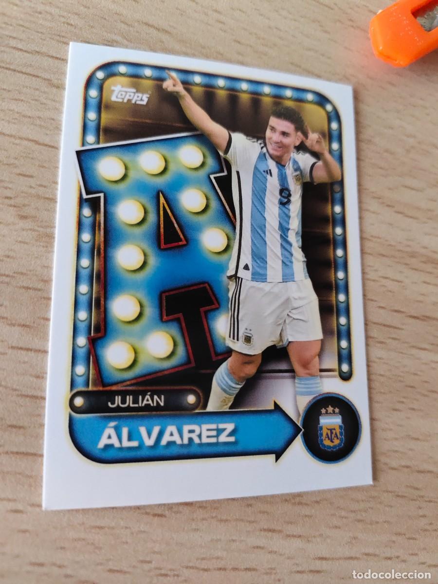 Cromos de F&uacute;tbol: 29 COLLECTOR TIN ARGENTINA 25 26 JULI&Aacute;N &Aacute;LVAREZ NAME IN LIGHTS TOCADA ESQUINA TOPPS 2025 2026