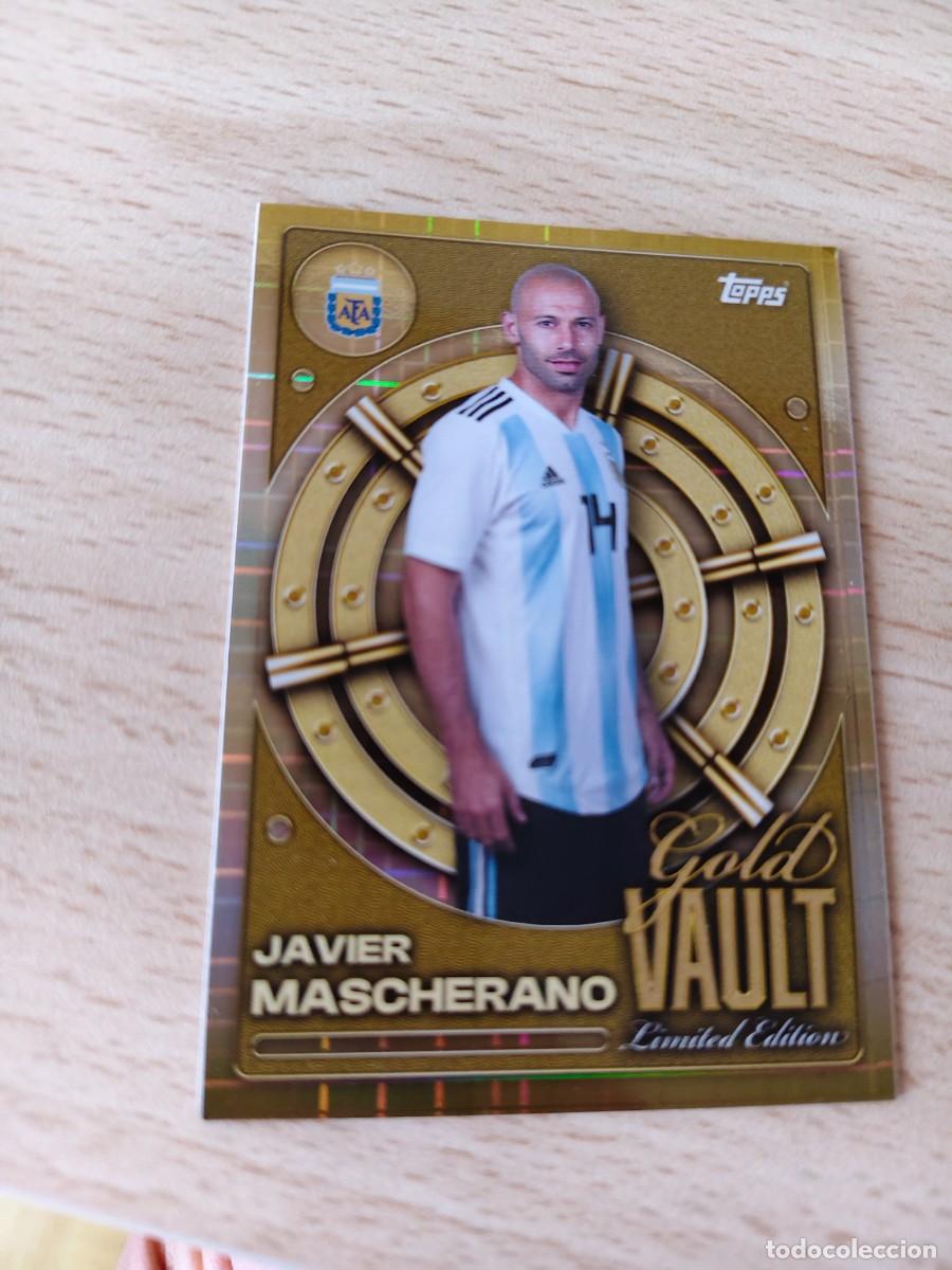 Cromos de F&uacute;tbol: GV-2 COLLECTOR TIN ARGENTINA 25 26 JAVIER MASCHERANO GOLD VAULT LIMITED EDITION TOCADA ESQUINA TOPPS