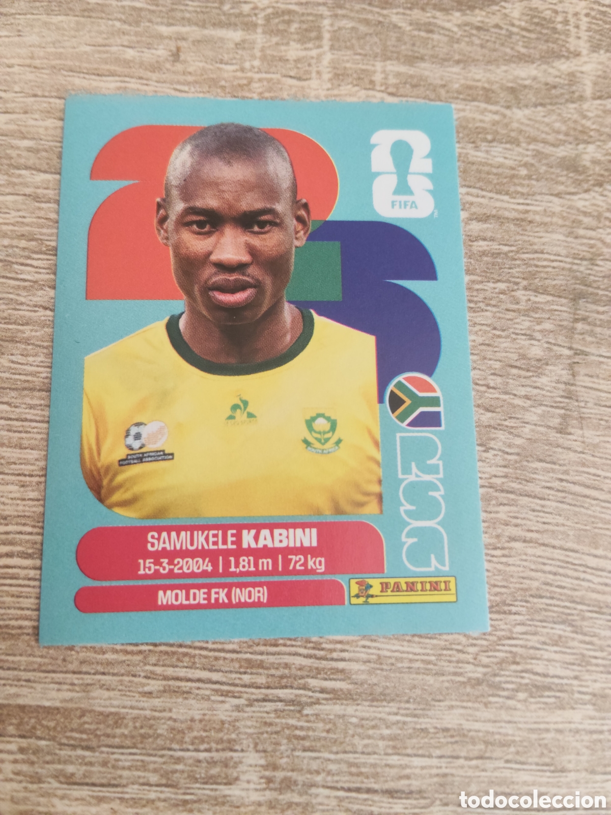 Cromos de F&uacute;tbol: Panini mundial 2026 RSA 5 Samukele Kabini Sud&aacute;frica