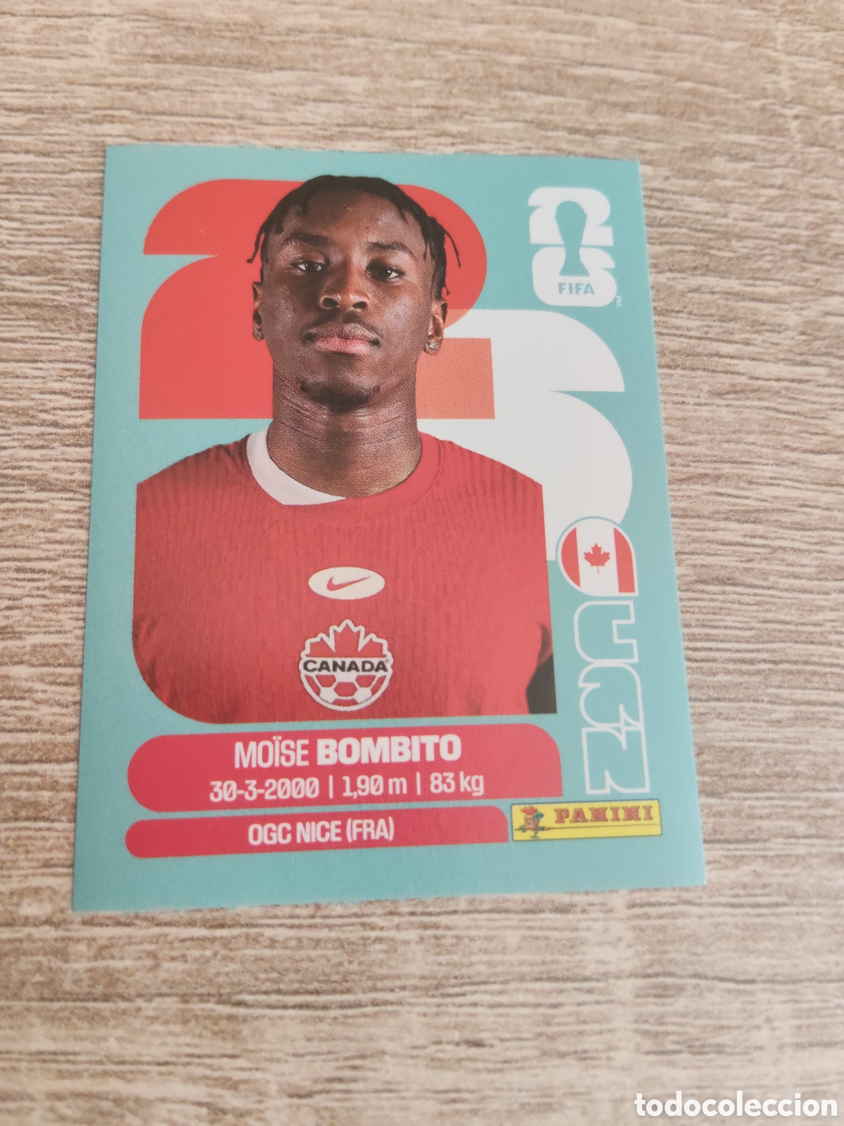 Cromos de F&uacute;tbol: Panini mundial 2026 CAN 8 Moise Bombito Canad&aacute;