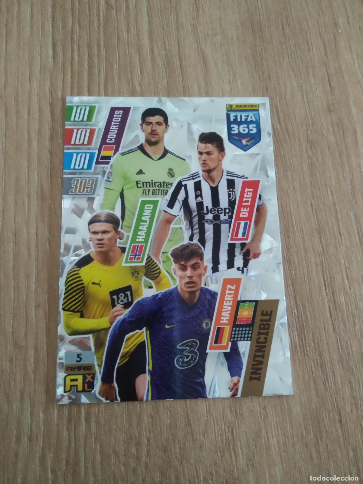 Cromos de F&uacute;tbol: 5 INVINCIBLE HAALAND COURTOIS DE LIGT HAVERTZ CROMO FUTBOL PANINI ADRENALYN 21-22 FIFA 365 2021-2022