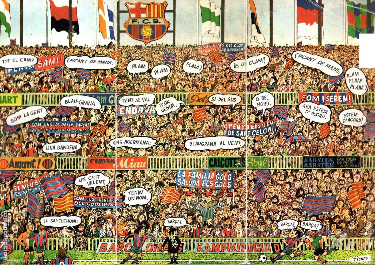Cromos de F&uacute;tbol: Folleto de Canci&oacute;n de futbol Barcelona del a&ntilde;o 1975 felicitaci&oacute;n navidad