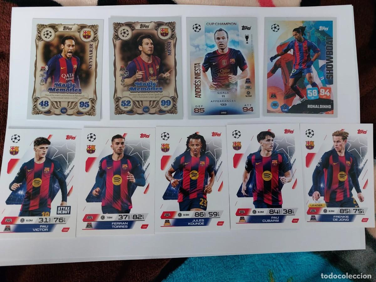 Cromos de F&uacute;tbol: Lote Barcelona match attax 25 26 Torres Messi Neymar magic memories Ronaldinho showboat iniesta cup