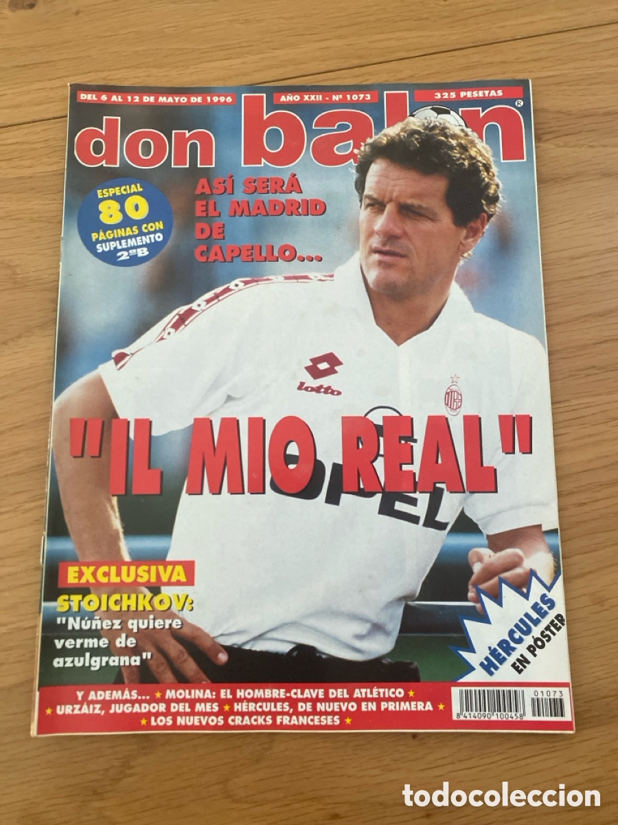 Cromos de F&uacute;tbol: Don bal&oacute;n 1073 - Poster H&eacute;rcules - Stoichkov - Atl&eacute;tico - Final UEFA Recopa - Capello
