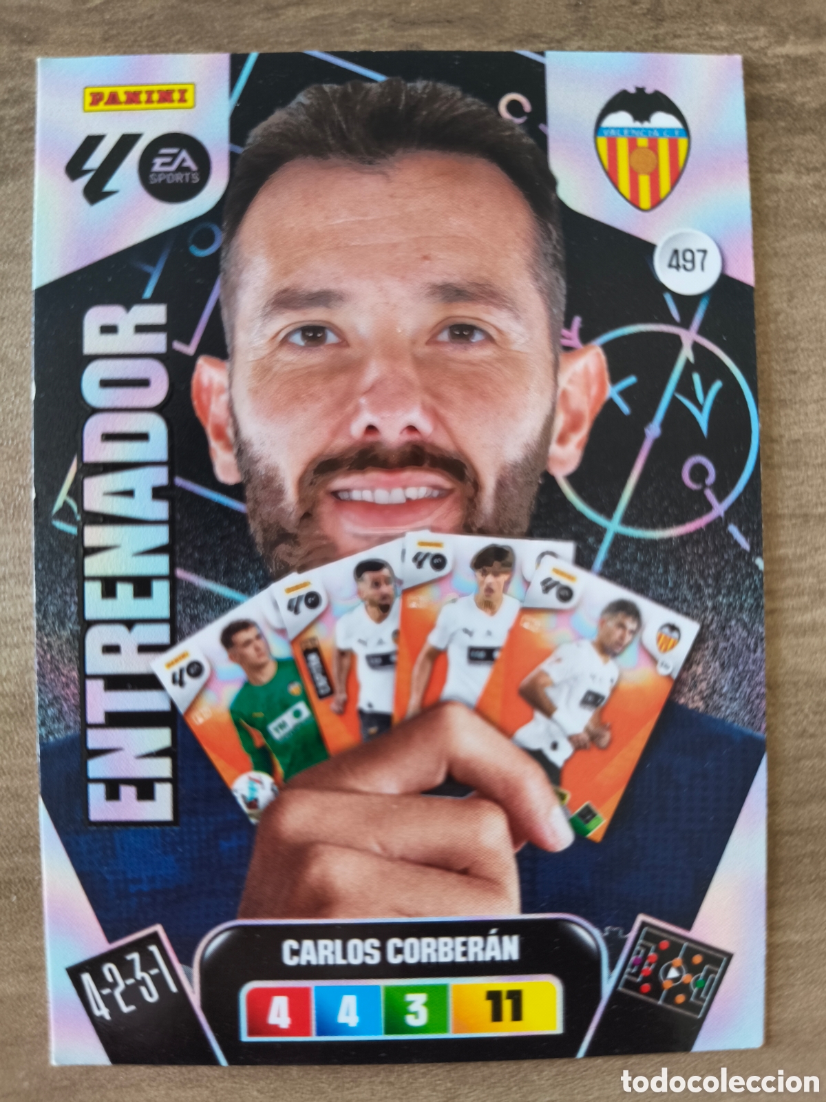 Cromos de F&uacute;tbol: Entrenador Carlos Corberan 497 Valencia Adrenalyn XL Liga 25 26