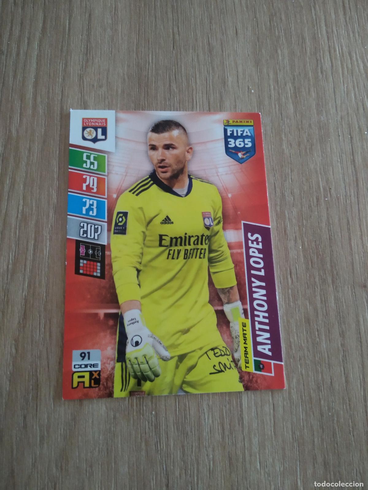 Cartes &agrave; collectionner de Football: 91 ANTHONY LOPES OLYMPIQUE LYON CROMO FUTBOL PANINI ADRENALYN 21-22 FIFA 365 2021-2022