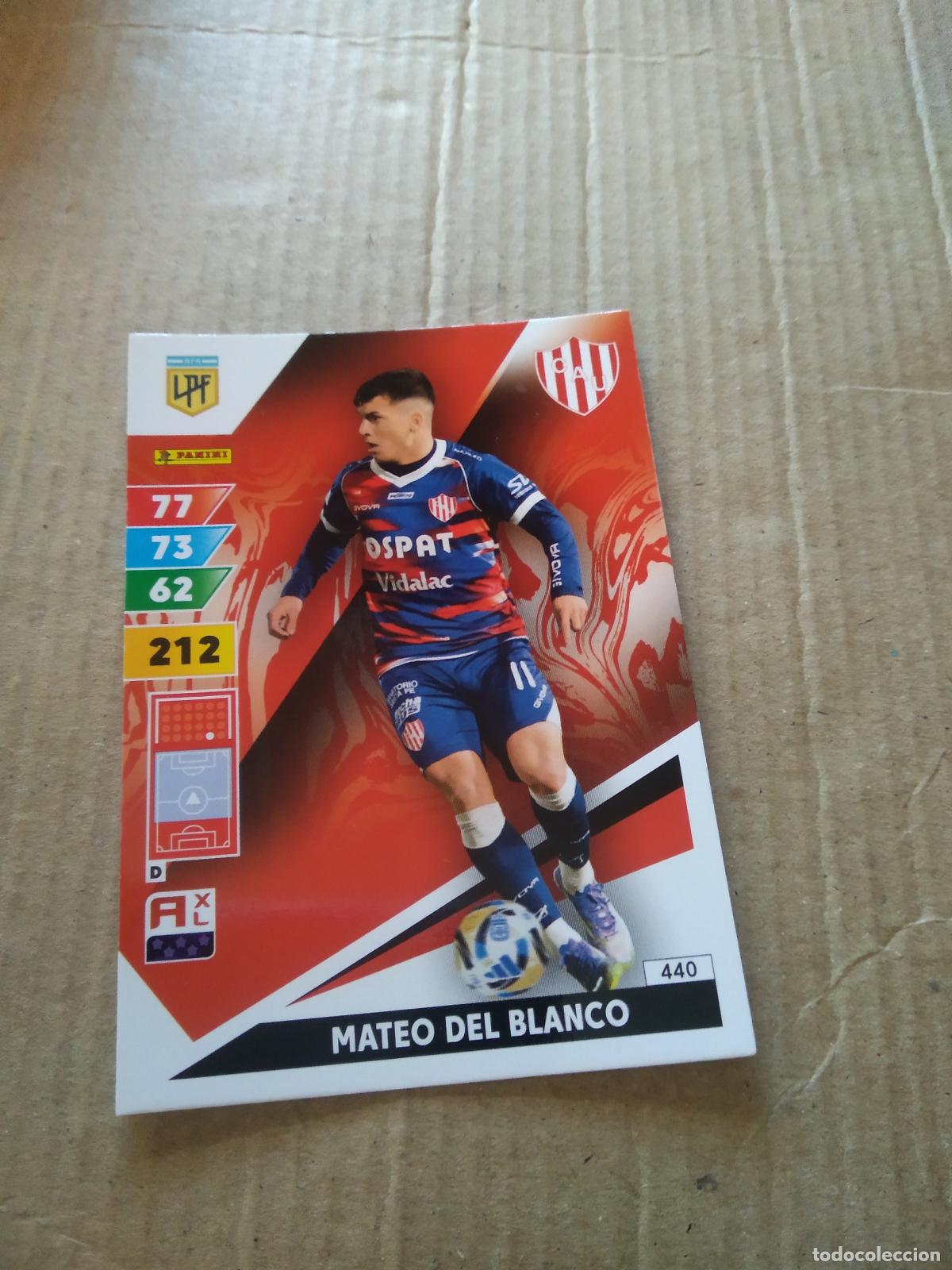 Cromos de F&uacute;tbol: 440 MATEO DEL BLANCO UNION CROMO FUTBOL PANINI ARGENTINO 2025 ARGENTINA ADRENALYN