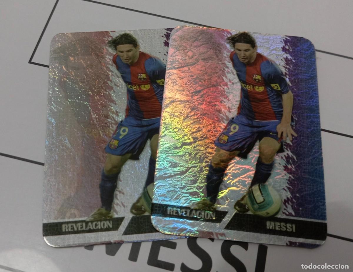 Cromos de F&uacute;tbol: -MUNDICROMO 2008 : 542 MESSI ( BARCELONA ) -- LAS 2 VERSIONES DE JASPEADO DIFERENTES --