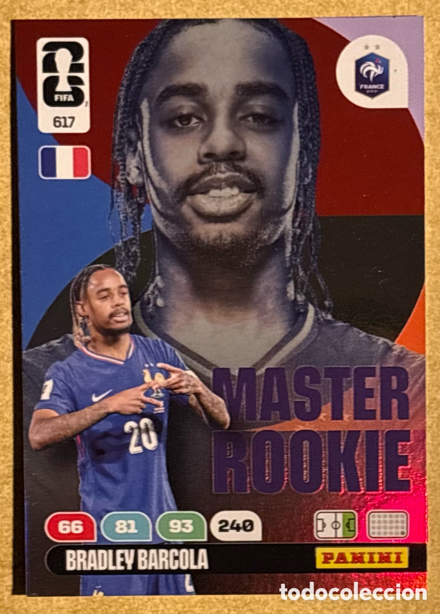 Cromos de F&uacute;tbol: BRADLEY BARCOL&Aacute; (FRANCIA). CARTA MASTER ROOKIE PANINI ANDRENALYN FIFA WORLD CUP 2026. #617.
