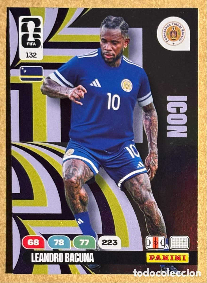 Cromos de F&uacute;tbol: LEANDRO BACUNA (CURASAO). CARTA ICON PANINI ANDRENALYN FIFA WORLD CUP 2026. #132.