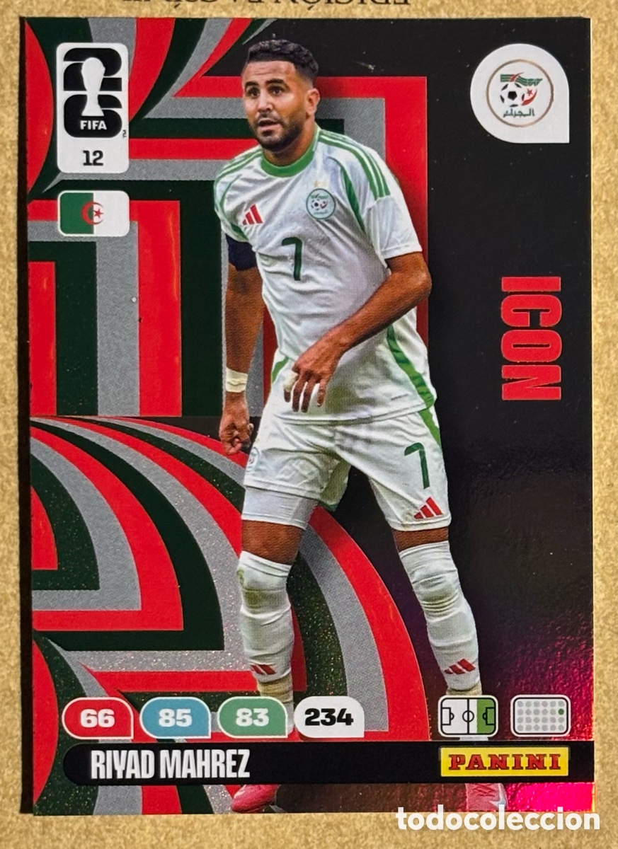 Cromos de F&uacute;tbol: RIYAD MAHREZ (ARGELIA). CARTA ICON PANINI ANDRENALYN FIFA WORLD CUP 2026. #12.