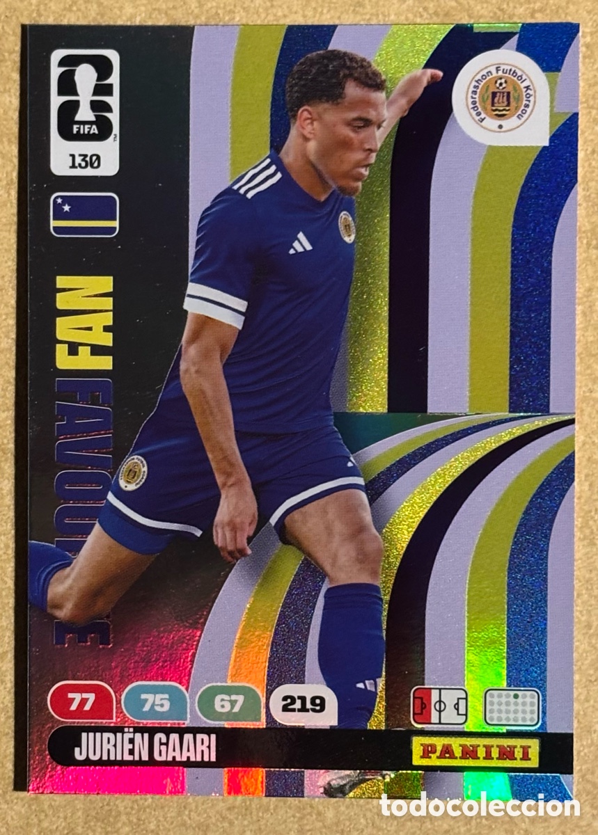 Cromos de F&uacute;tbol: JURIEEN GAARI (CURASAO). CARTA ICON PANINI ANDRENALYN FIFA WORLD CUP 2026. #130.