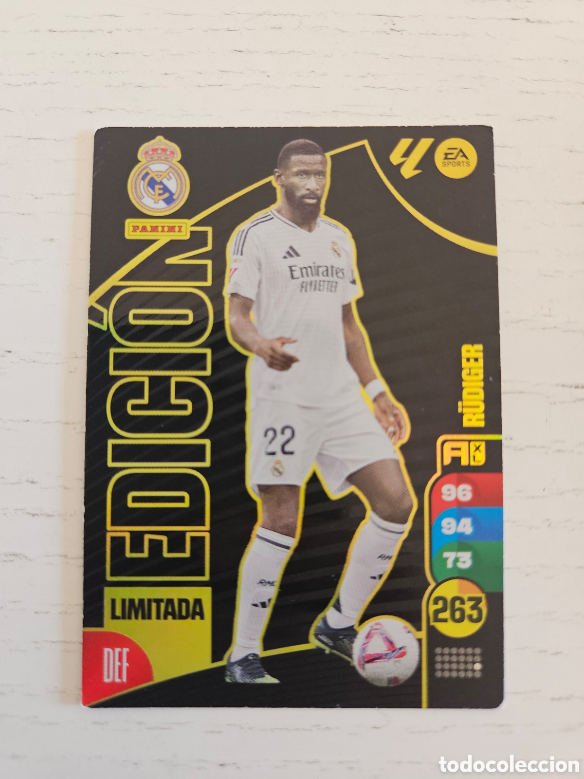 Cromos de F&uacute;tbol: ADRENALYN XL RUDIGER EDICION LIMITADA REAL MADRID CROMO LIGA 24 25 2024 2025 PANINI