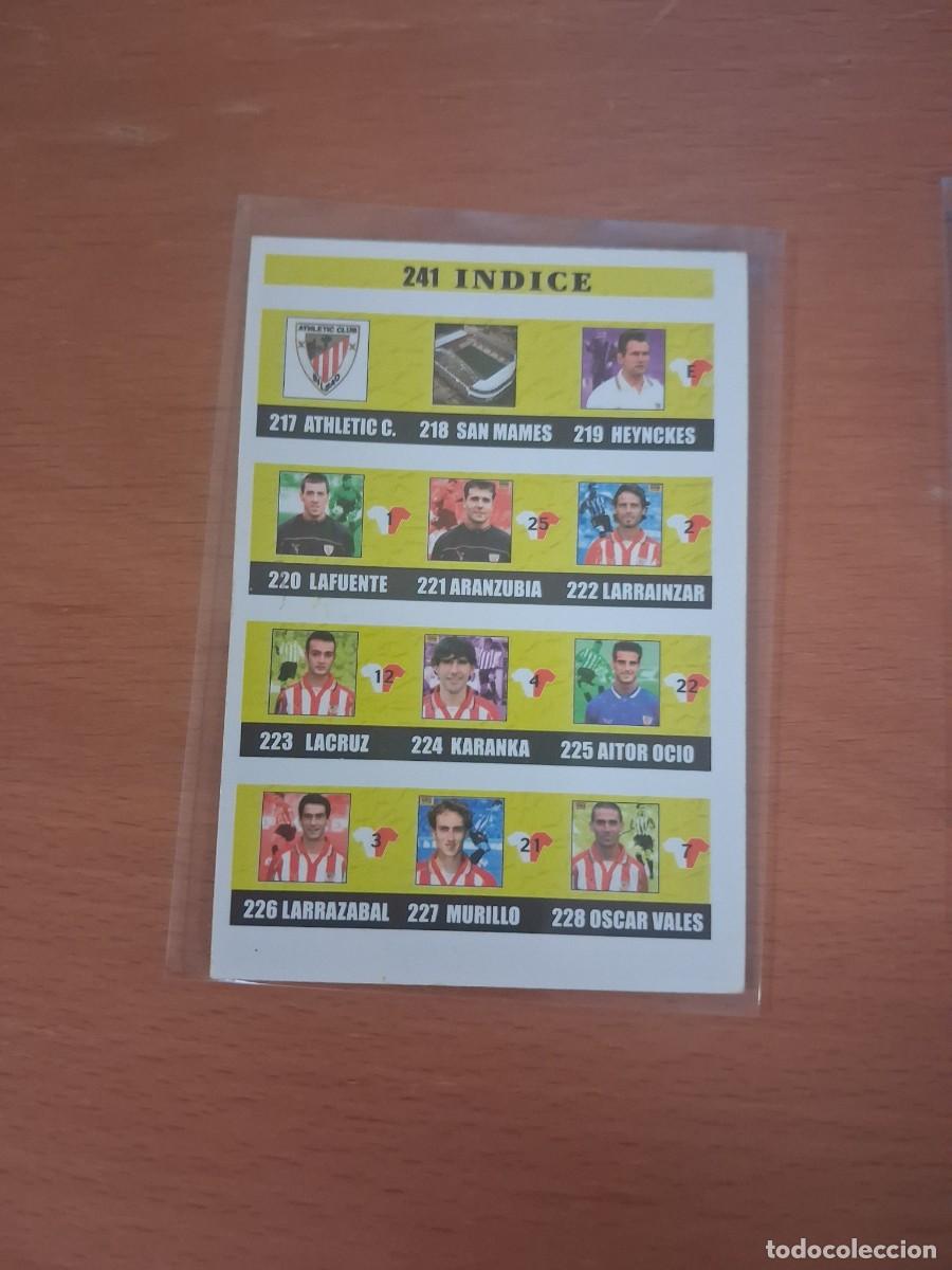 Cromos de F&uacute;tbol: Fichas de la Liga de Mundicromo 2002 2003 02 03 Athletic Club 241 Indice