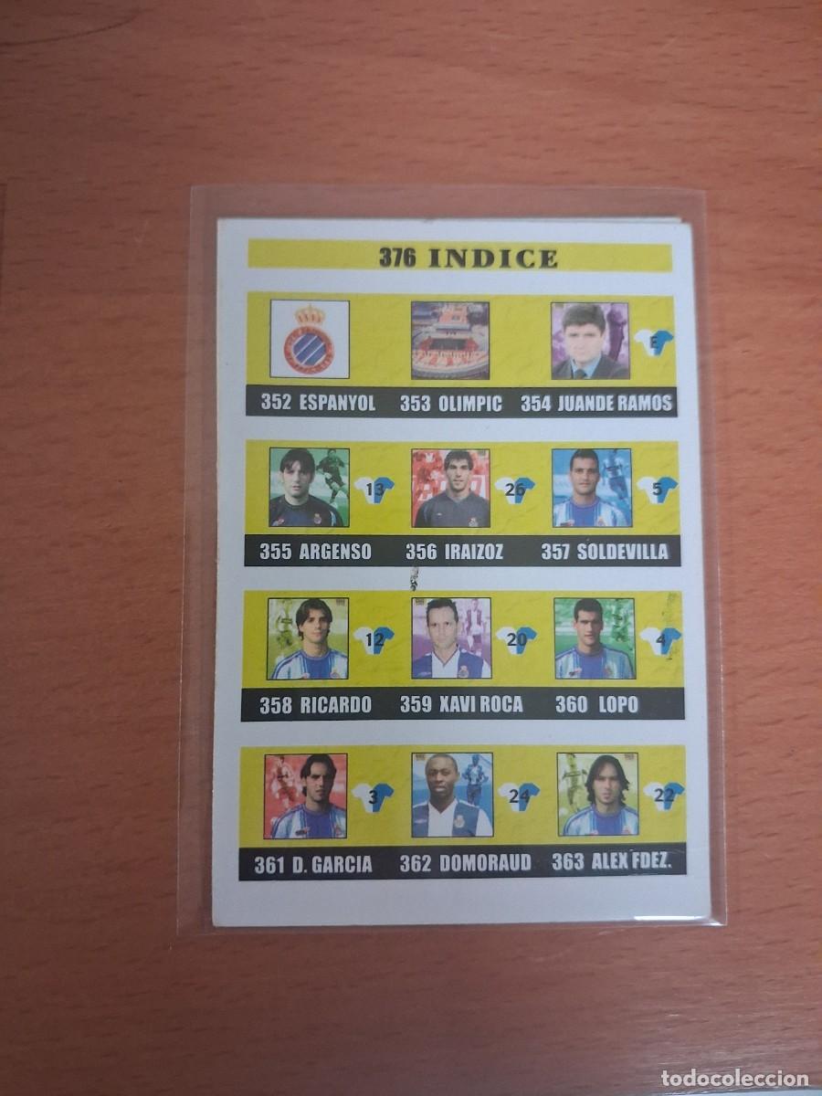 Cromos de F&uacute;tbol: Fichas de la Liga de Mundicromo 2002 2003 02 03 RCD Espanyol 376 Indice