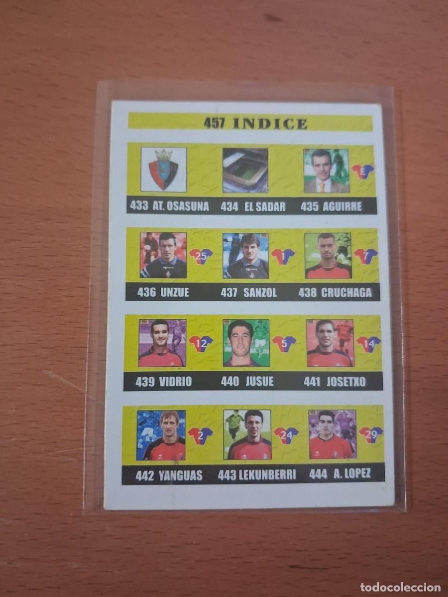 Cromos de F&uacute;tbol: Fichas de la Liga de Mundicromo 2002 2003 02 03 CA Osasuna 457 Indice