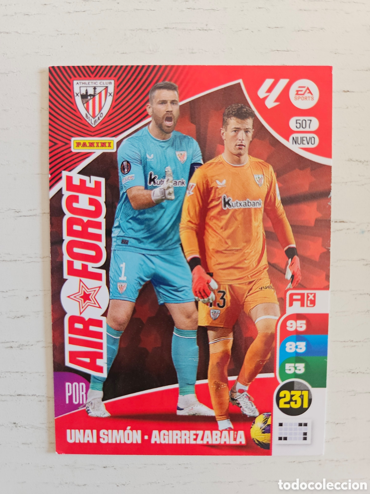 Cromos de F&uacute;tbol: ADRENALYN XL NUEVO AIR FORCE 507 ATHLETIC CLUB DE BILBAO UNAI SIMON LIGA 24 25 2024 2025 PANINI
