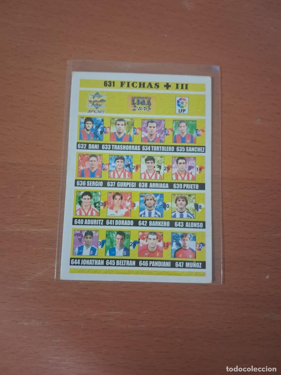 Cromos de F&uacute;tbol: Fichas de la Liga de Mundicromo 2002 2003 02 03 631 Indice Fichas + III