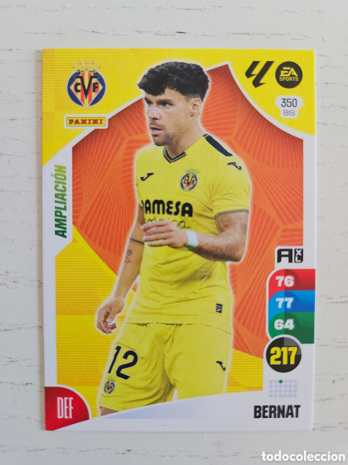 Cromos de F&uacute;tbol: ADRENALYN XL BERNAT 350 BIS 350BIS AMPLIACION VILLARREAL CROMO LIGA 24 25 2024 2025 PANINI