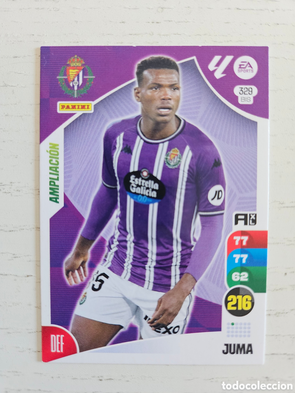 Cromos de F&uacute;tbol: ADRENALYN XL JUMA 329 BIS 329BIS AMPLIACION VALLADOLID CROMO LIGA 24 25 2024 2025 PANINI