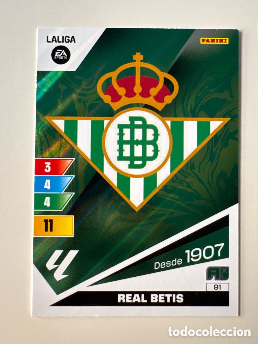 Cromos de F&uacute;tbol: PANINI ADRENALYN XL La Liga 2023 2024 23 24 Real Betis N&ordm; 91 Escudo