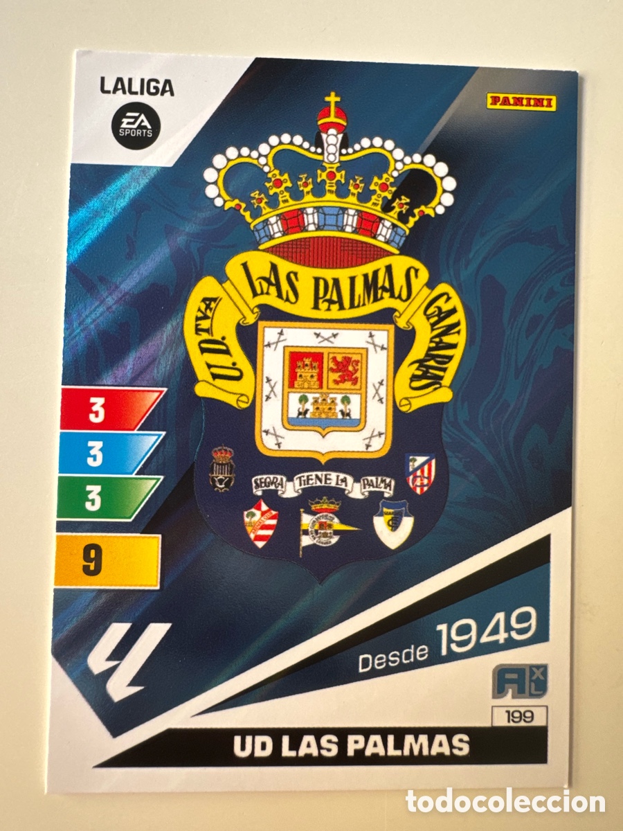 Cromos de F&uacute;tbol: PANINI ADRENALYN XL La Liga 2023 2024 23 24 UD Las Palmas N&ordm; 199 Escudo