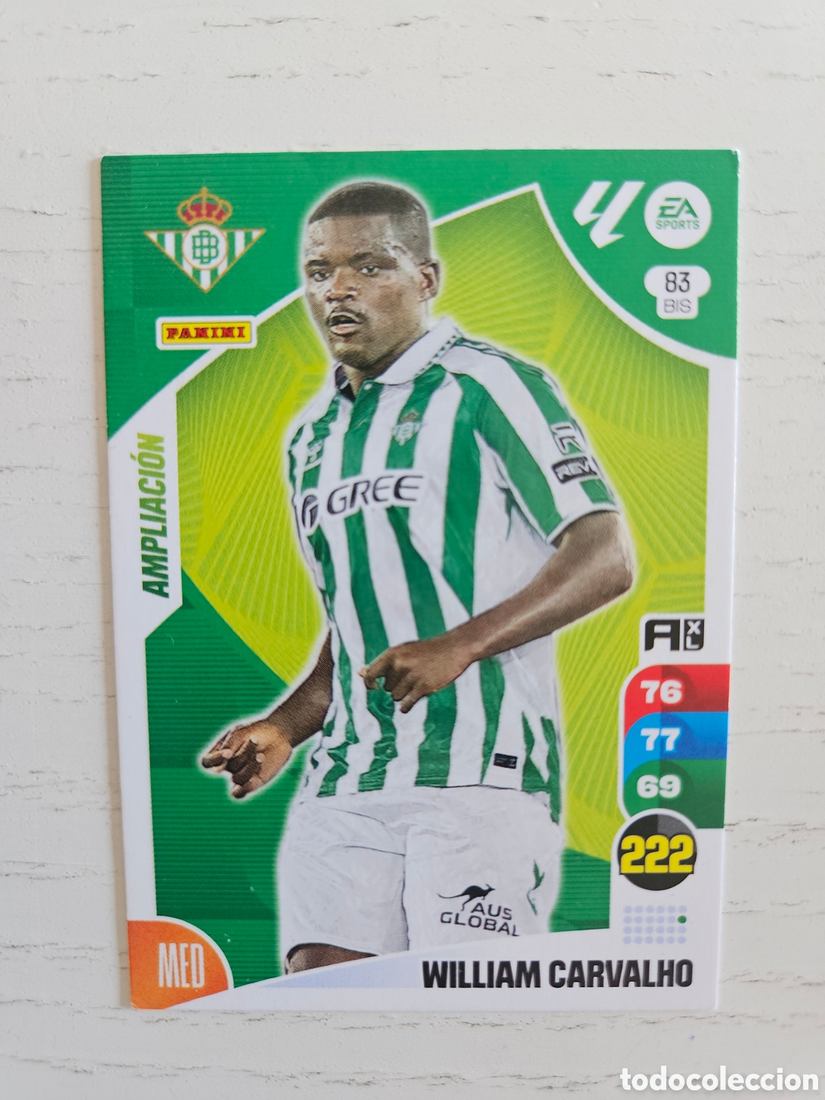 Cromos de F&uacute;tbol: ADRENALYN XL WILLIAM CARVALHO 83 BIS AMPLIACION BETIS LIGA 24 25 2024 2025 PANINI