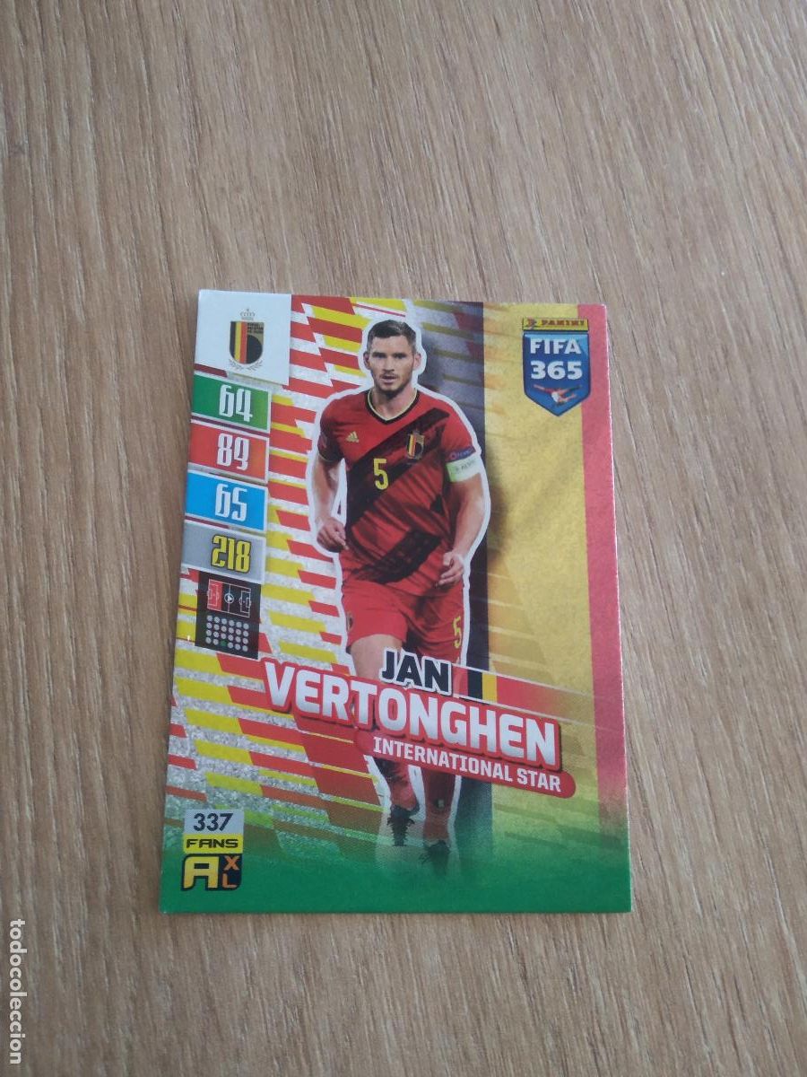 Cromos de F&uacute;tbol: 337 JAN VERTONGHEN BELGICA CROMO FUTBOL PANINI ADRENALYN 21-22 FIFA 365 2021-2022