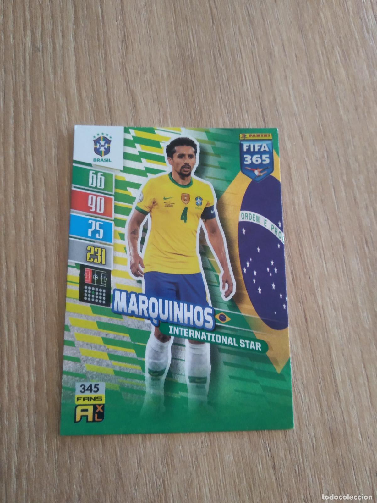 Cromos de F&uacute;tbol: 345 MARQUINHOS BRASIL CROMO FUTBOL PANINI ADRENALYN 21-22 FIFA 365 2021-2022