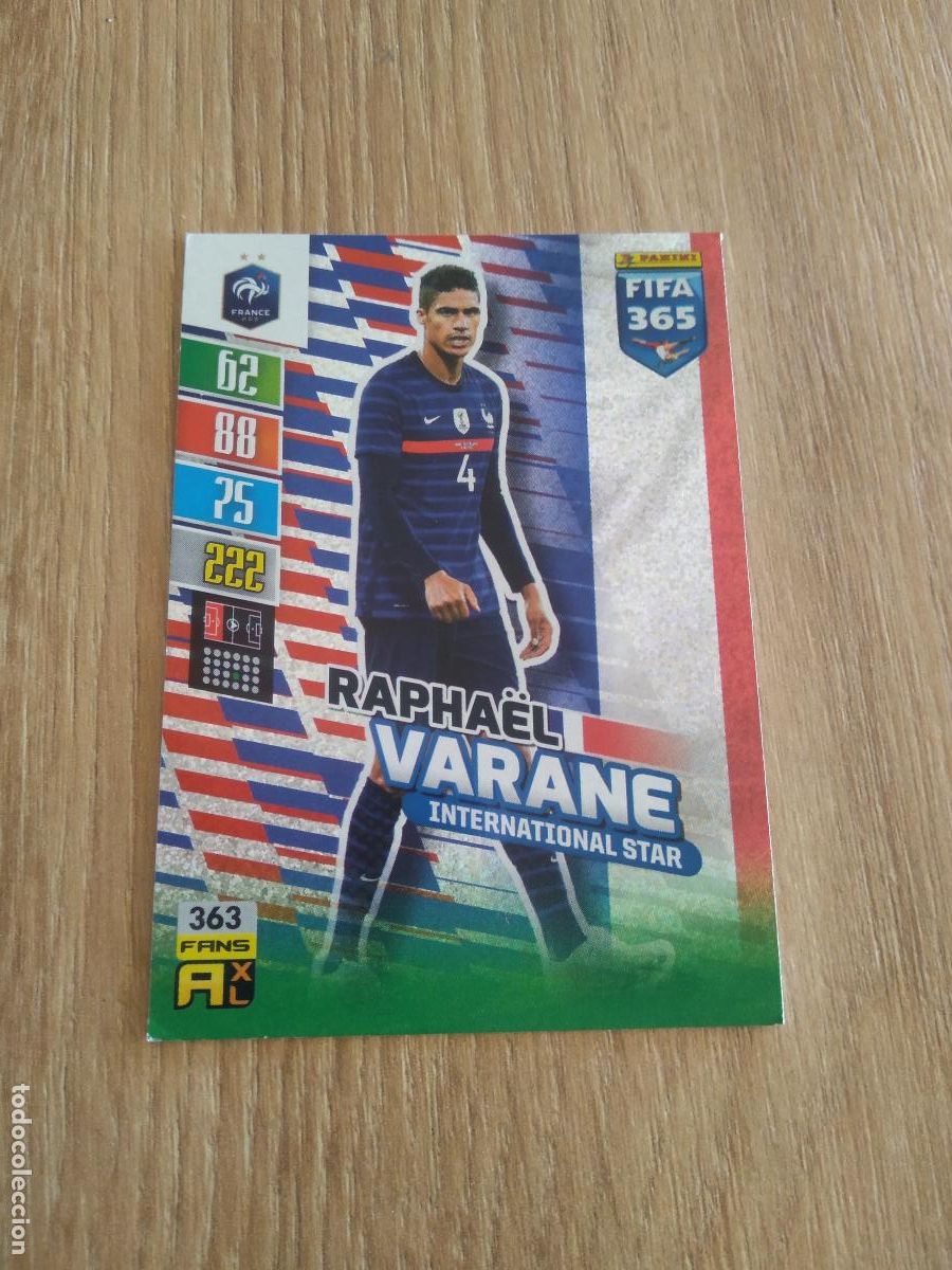 Cromos de F&uacute;tbol: 363 VARANE FRANCIA CROMO FUTBOL PANINI ADRENALYN 21-22 FIFA 365 2021-2022