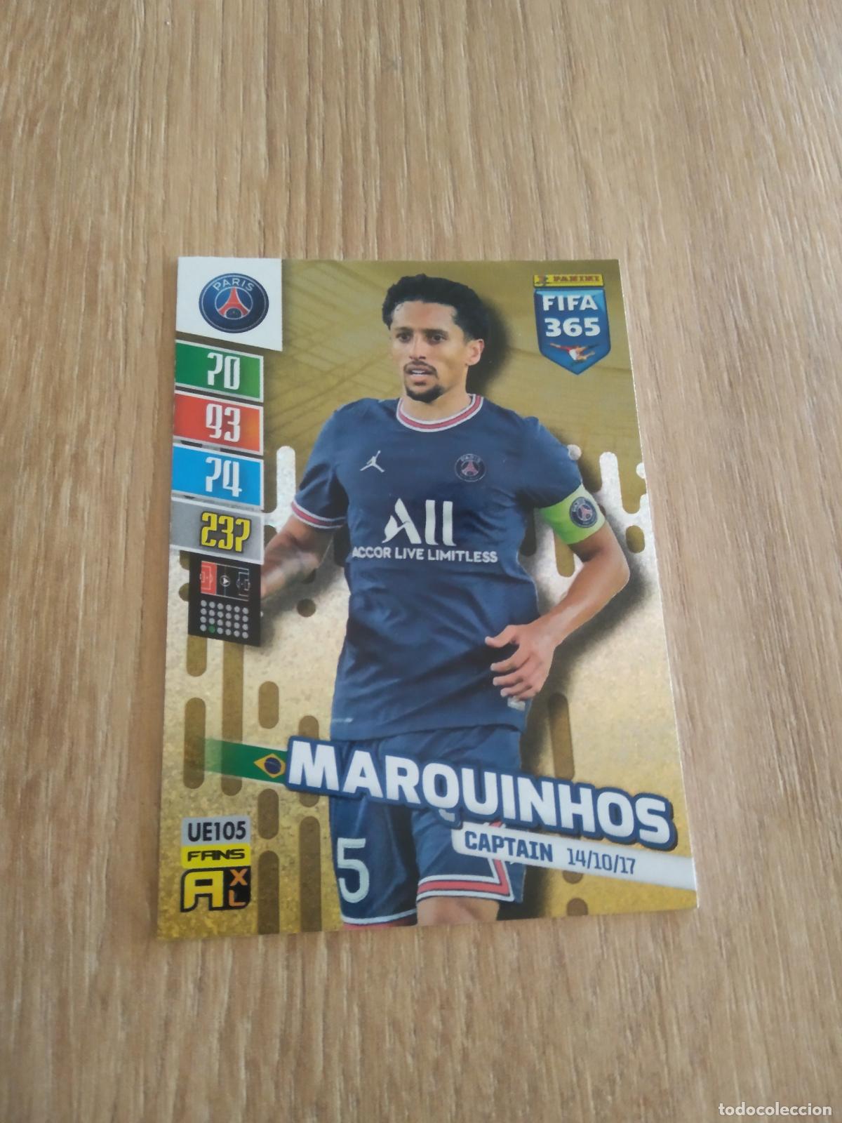 Fu&szlig;ball-Sticker: UE 105 MARQUINHOS PARIS SAINT GERMAIN PSG CROMO FUTBOL PANINI ADRENALYN 21-22 FIFA 365 2021-2022