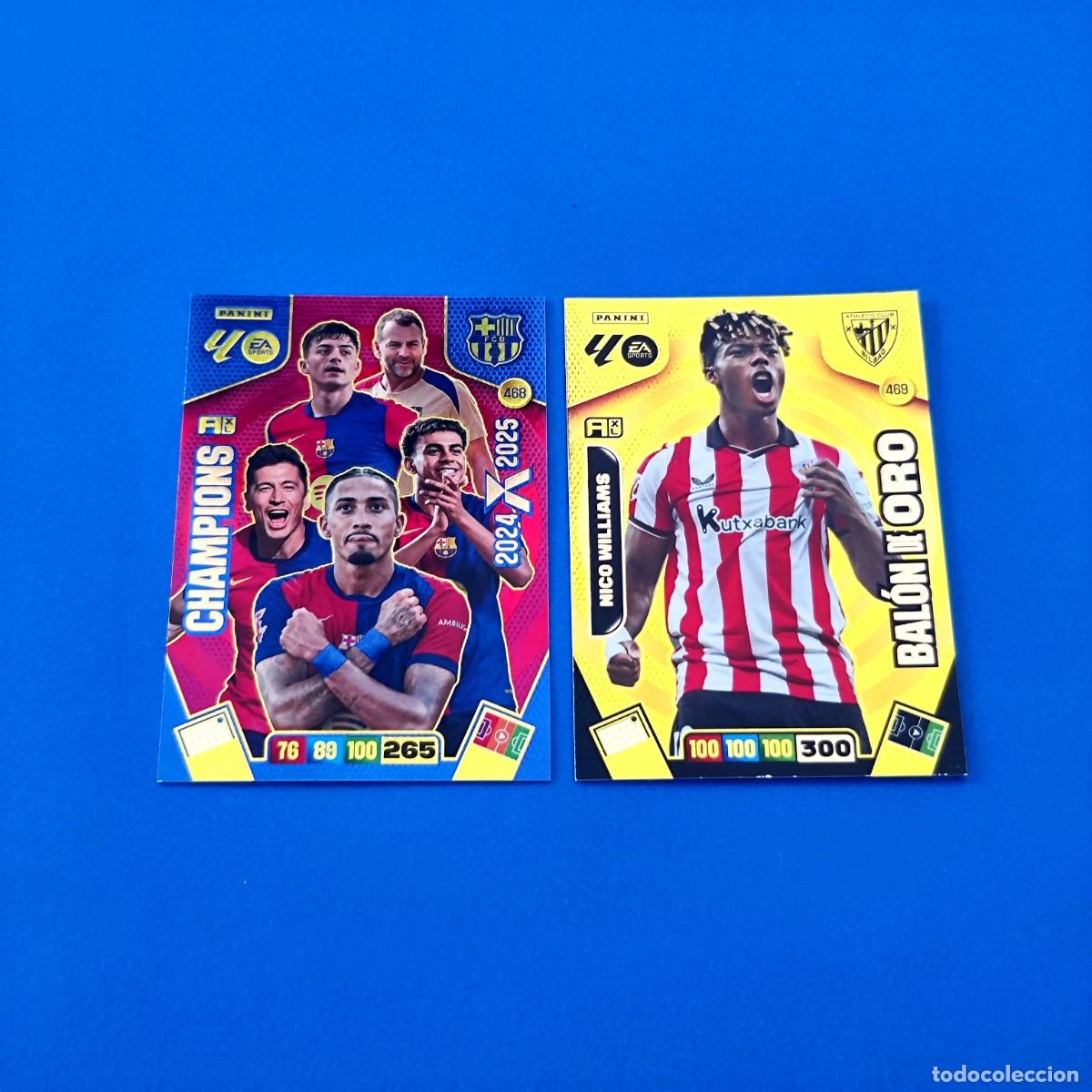 Cromos de F&uacute;tbol: Adrenalyn 2025 2026 / 25 26 Bal&oacute;n de Oro Nico Williams 469 - Card Champions 468 Barcelona