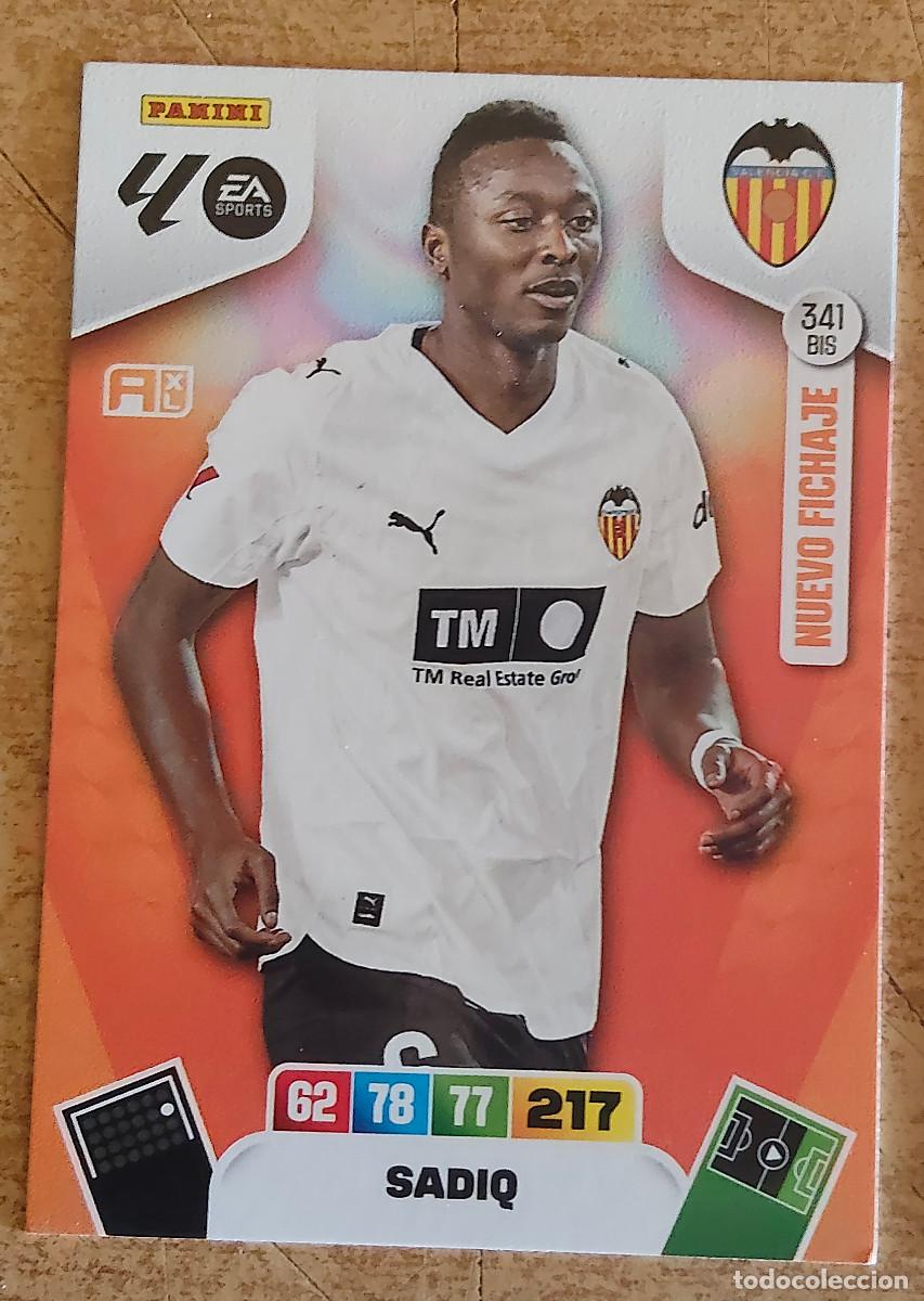 Cromos de F&uacute;tbol: ADRENALYN XL 2025 2026 PANINI N&ordm; 341 BIS SADIQ NUEVO FICHAJE 2 EDICI&Oacute;N VALENCIA CARD ALB&Uacute;M LIGa