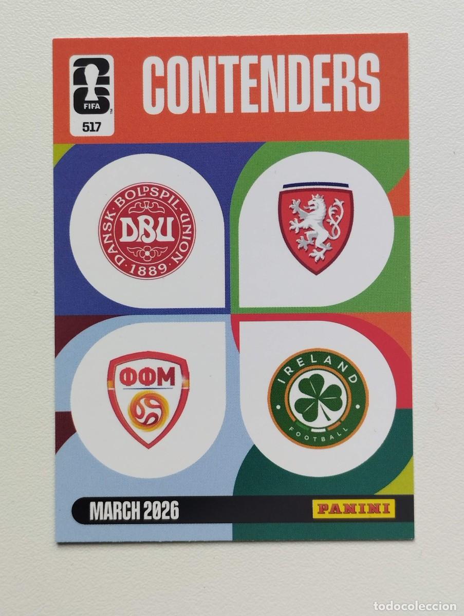 Cromos de F&uacute;tbol: CROMO CARD ADRENALYN MUNDIAL WORLD CUP 2026 CONTENDERS 517 ESCUDO DINAMARCA IRLANDA MACEDONIA
