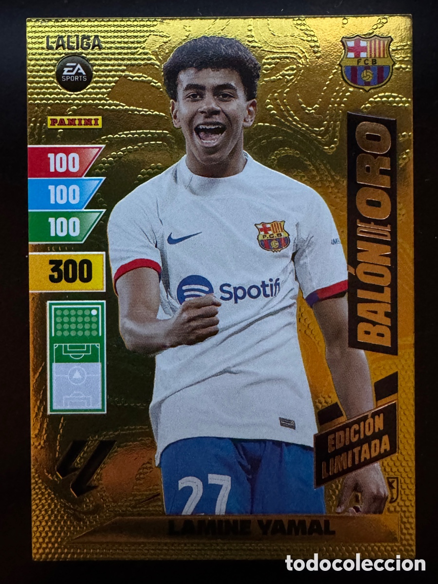 Cromos de F&uacute;tbol: Lamine Yamal Nuevo Bal&oacute;n de Oro Edici&oacute;n Limitada Barcelona Adrenalyn 2023/24