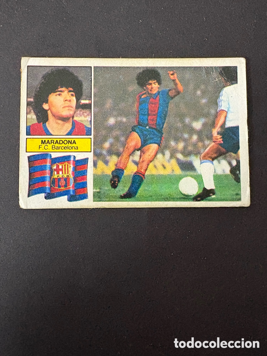 Fu&szlig;ball-Sticker: LEYENDA MARADONA FICHAJE 6 ROOKIE BARCELONA , LIGA ESTE 82 83 , buen estado