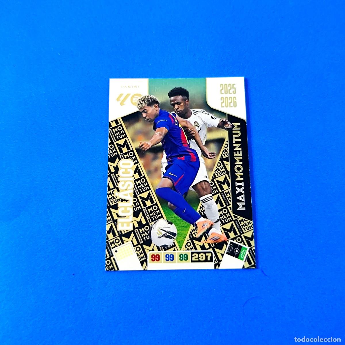Cromos de F&uacute;tbol: Adrenalyn 2025 2026 / 25 26 Maxi Momentum El Cl&aacute;sico Lamine Yamal Barcelona Vinicius Real Madrid