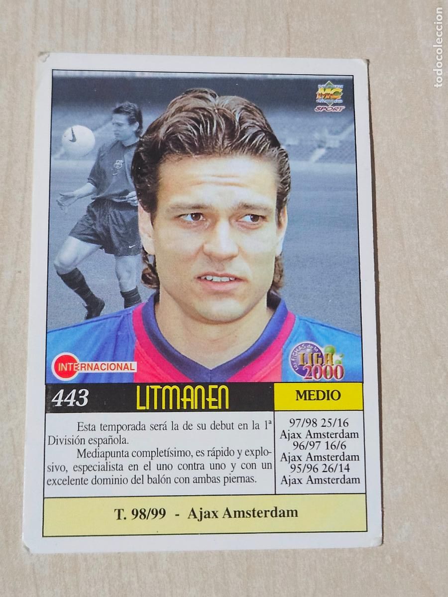 Cromos de F&uacute;tbol: N&ordm; 443 LITMANEN - MUNDICROMO 99 00 - FICHAS DE LA LIGA 2000 - BARCELONA