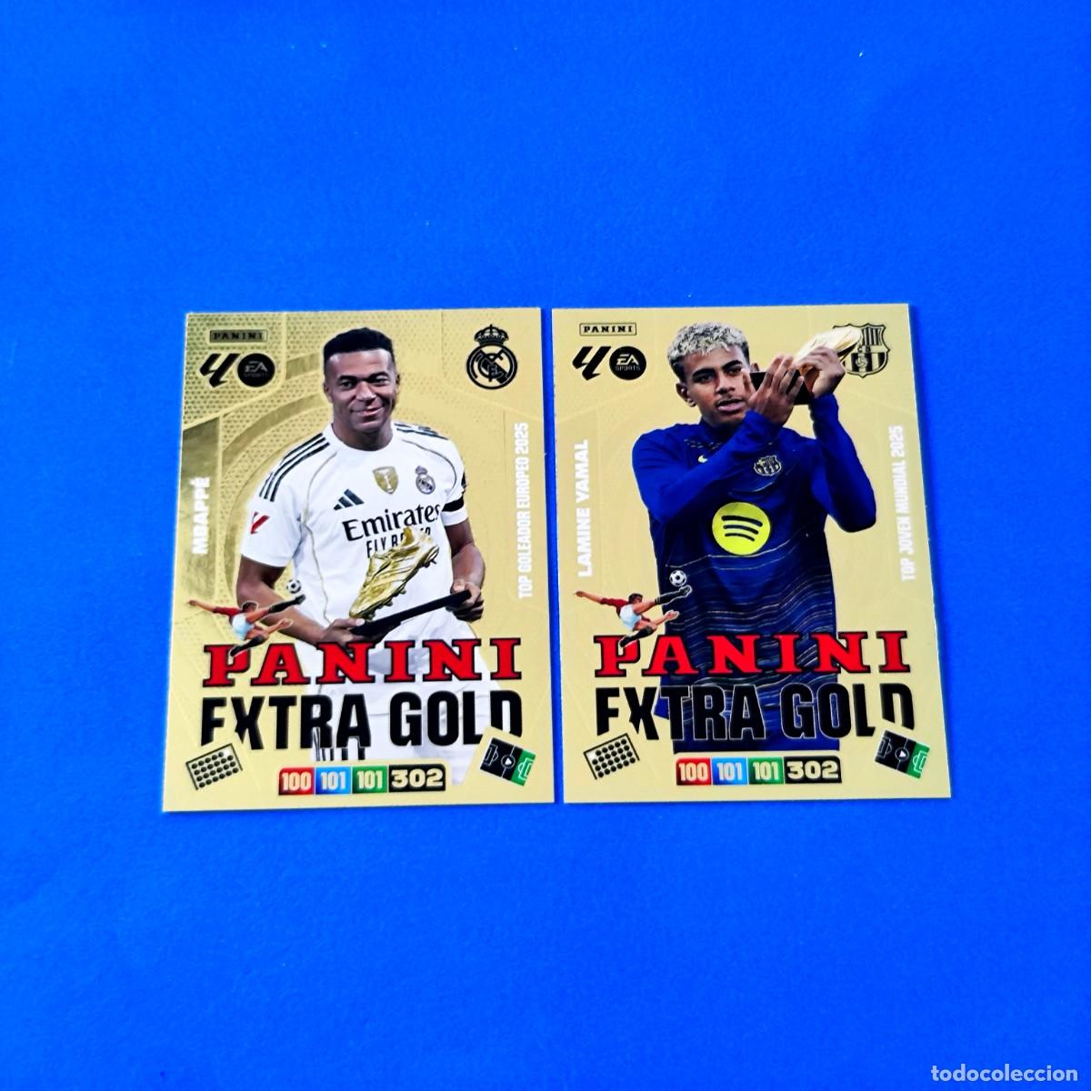 Cromos de F&uacute;tbol: Adrenalyn 2025 2026 / 25 26 Panini Extra Gold Lamine Yamal Barcelona - Mbapp&eacute; Real Madrid