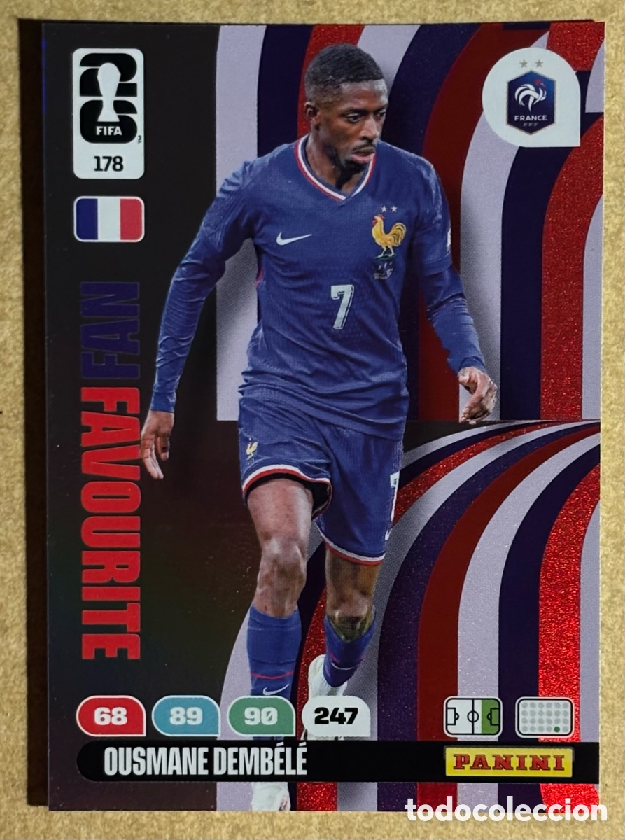 Cromos de F&uacute;tbol: OUSMANE DEMB&Eacute;L&Eacute; (FRANCIA). CARTA FAN FAVOURITE PANINI ADRENALYN XL FIFA WORLD CUP 2026. #178