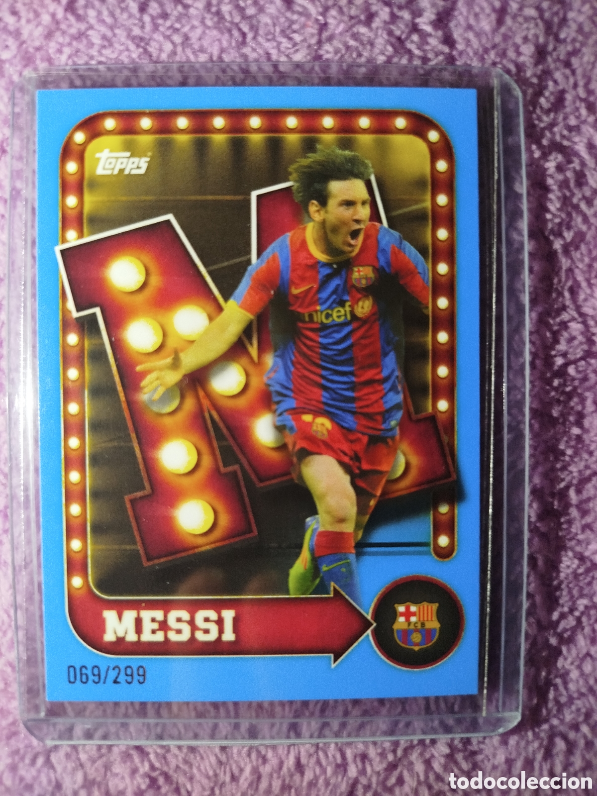 Cromos de F&uacute;tbol: Cromo de MESSI. Numerado 069/299.